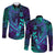 (Custom Personalised) Polynesian Long Sleeve Button Shirt Purple Paradise Hawaiian Tribal Hammerhead Shark LT14 Unisex Purple - Polynesian Pride