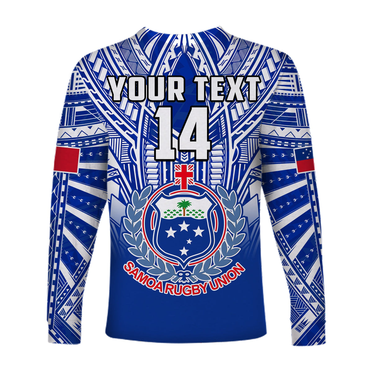 (Custom Text And Number) Samoa Rugby Long Sleeve Shirt Manu Samoa 7s Ginger Blue Polynesian LT14 - Polynesian Pride