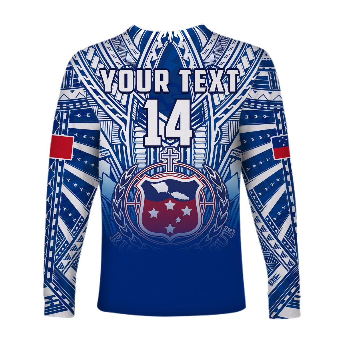(Custom Text And Number) Samoa Rugby Long Sleeve Shirt Personalise Toa Samoa Polynesian Pacific Navy Version LT14 - Polynesian Pride