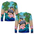 (Custom Personalised) Polynesian Turtle Coconut Tree And Orchids Long Sleeve Shirt LT14 Unisex Blue - Polynesian Pride