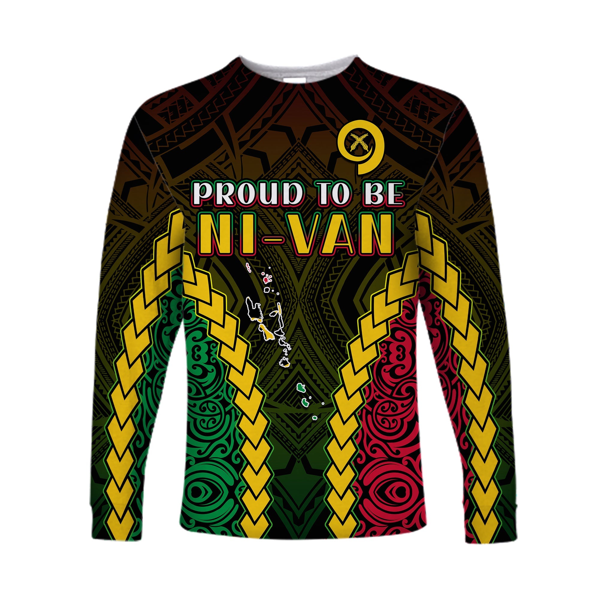 Vanuatu Indigenous Long Sleeve Shirt Proud To Be Ni - Vanuatu Polynesian Pattern LT13 Unisex Black - Polynesian Pride