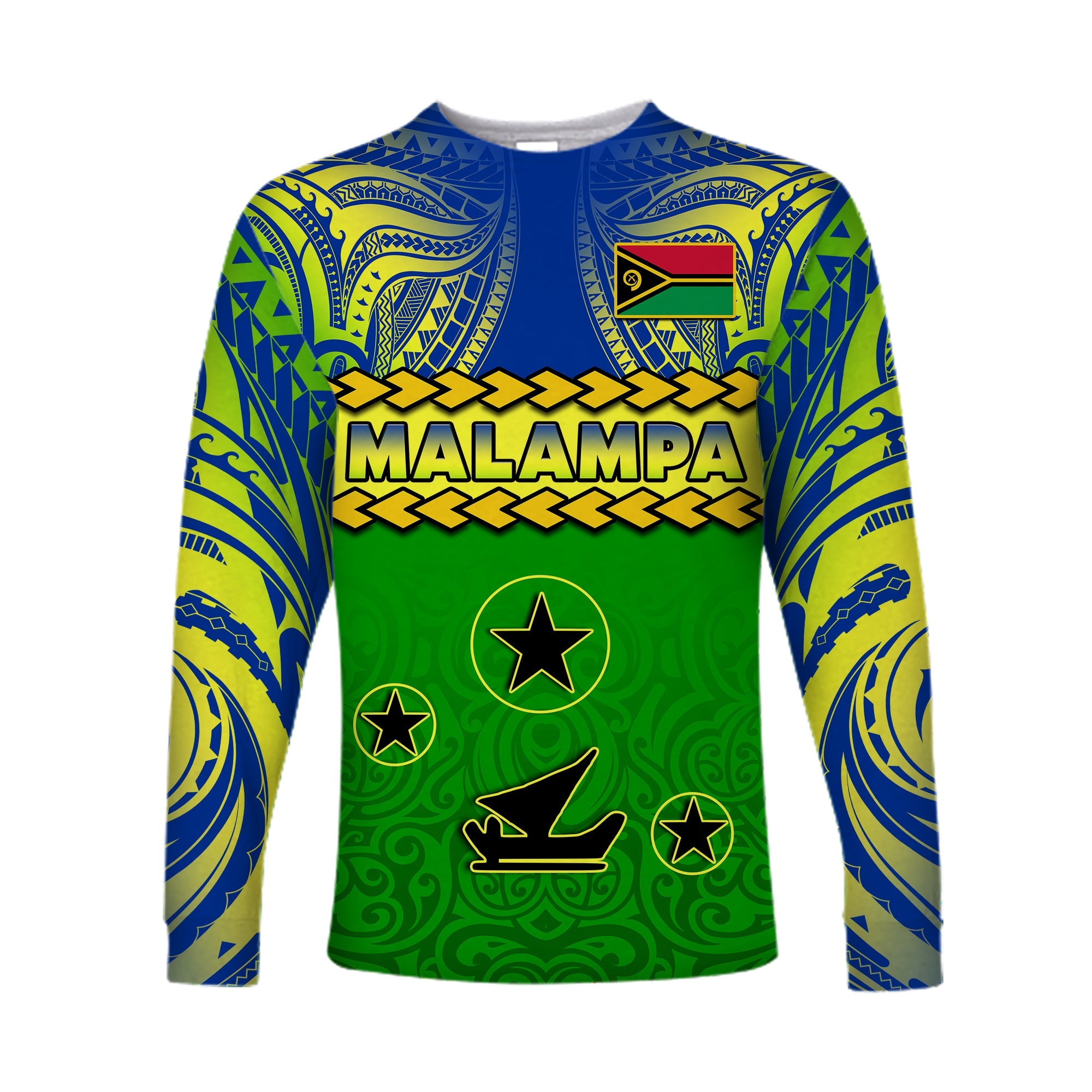 Malampa Province Long Sleeve Shirt Vanuatu Pig Tusk Polynesian Flag Style LT14 Unisex Green - Polynesian Pride