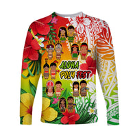 (Custom Personalised) Aloha Poly Fest Long Sleeve Shirt Polynesian Pattern With Tropical Flowers LT14 - Polynesian Pride