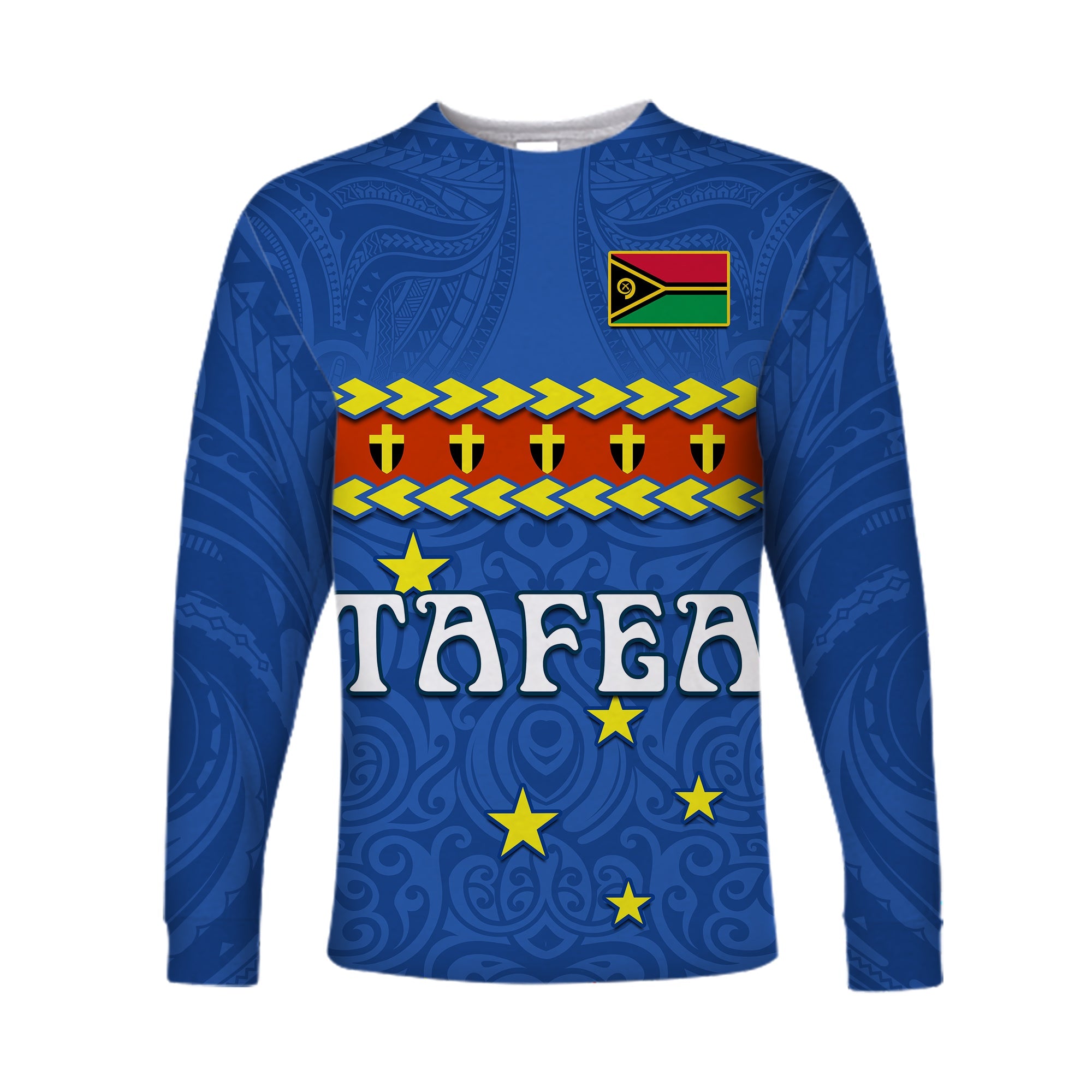 (Custom Personalised) Tafea Province Long Sleeve Shirt Vanuatu Pig Tusk Polynesian Flag Style LT14 Unisex Blue - Polynesian Pride