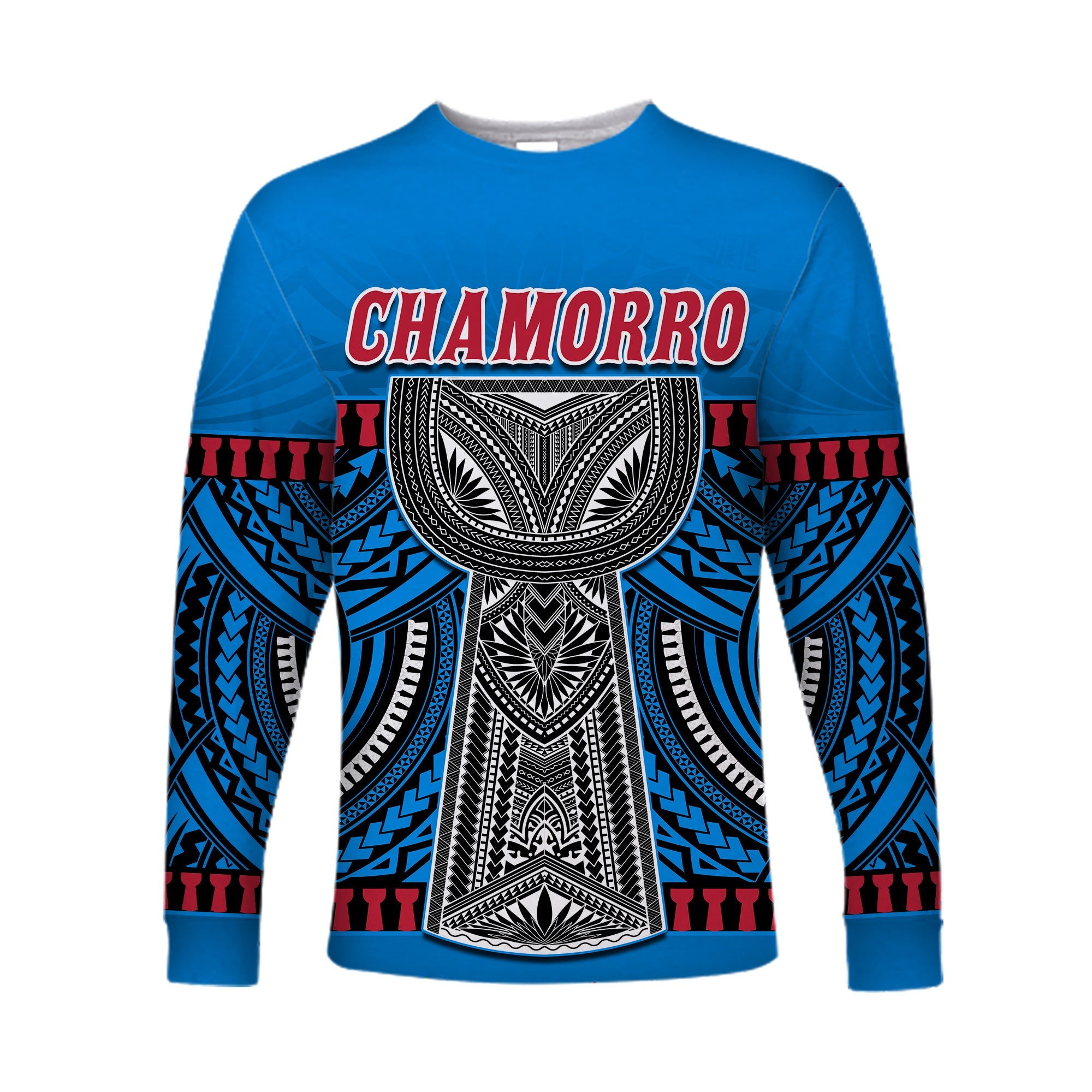 Guam Chamorro Long Sleeve Shirt Latte Stone Blue Polynesian Haligi LT13 Unisex Blue - Polynesian Pride