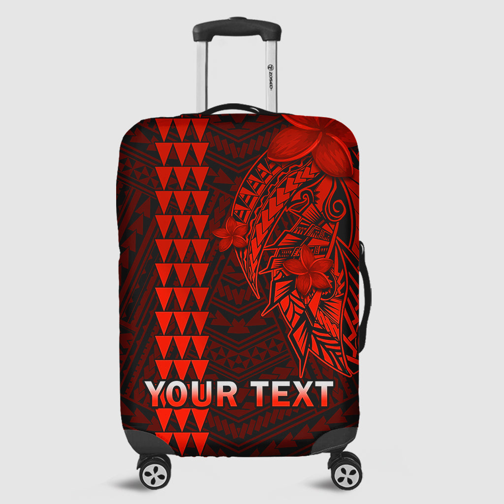 (Custom Personalised) Hawaii Luggage Cover Kakau Kanaka Maoli Combine Polynesian Shark Ver.06 LT14 Red - Polynesian Pride