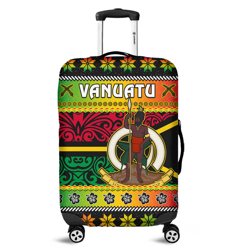 Vanuatu Christmas Luggage Cover Pig Tusk Polynesian Joyeux Noel Flag Art Ver.02 LT14 Reggae - Polynesian Pride