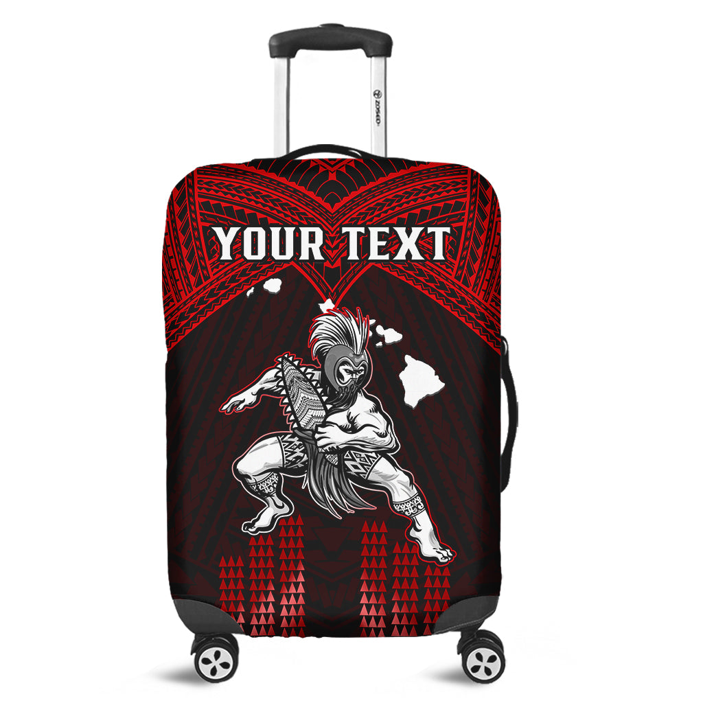 (Custom Personalised) Hawaii Luggage Cover Hawaiian Warrior With Weapon Polynesian Ver.05 LT14 Red - Polynesian Pride