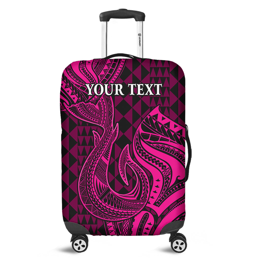 (Custom Personalised) Hawaii Luggage Cover Kakau Polynesia Hawaiian Fish Hook Ver.06 LT14 Pink - Polynesian Pride