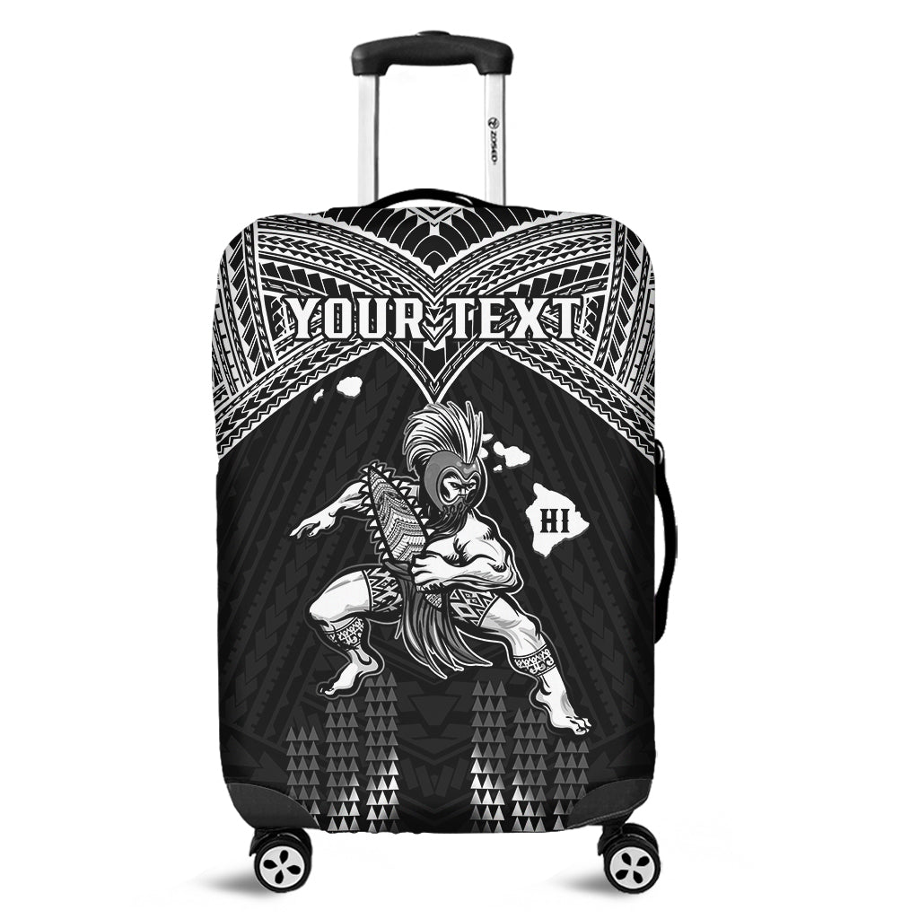 (Custom Personalised) Hawaii Luggage Cover Hawaiian Warrior With Weapon Polynesian Ver.01 LT14 Black - Polynesian Pride