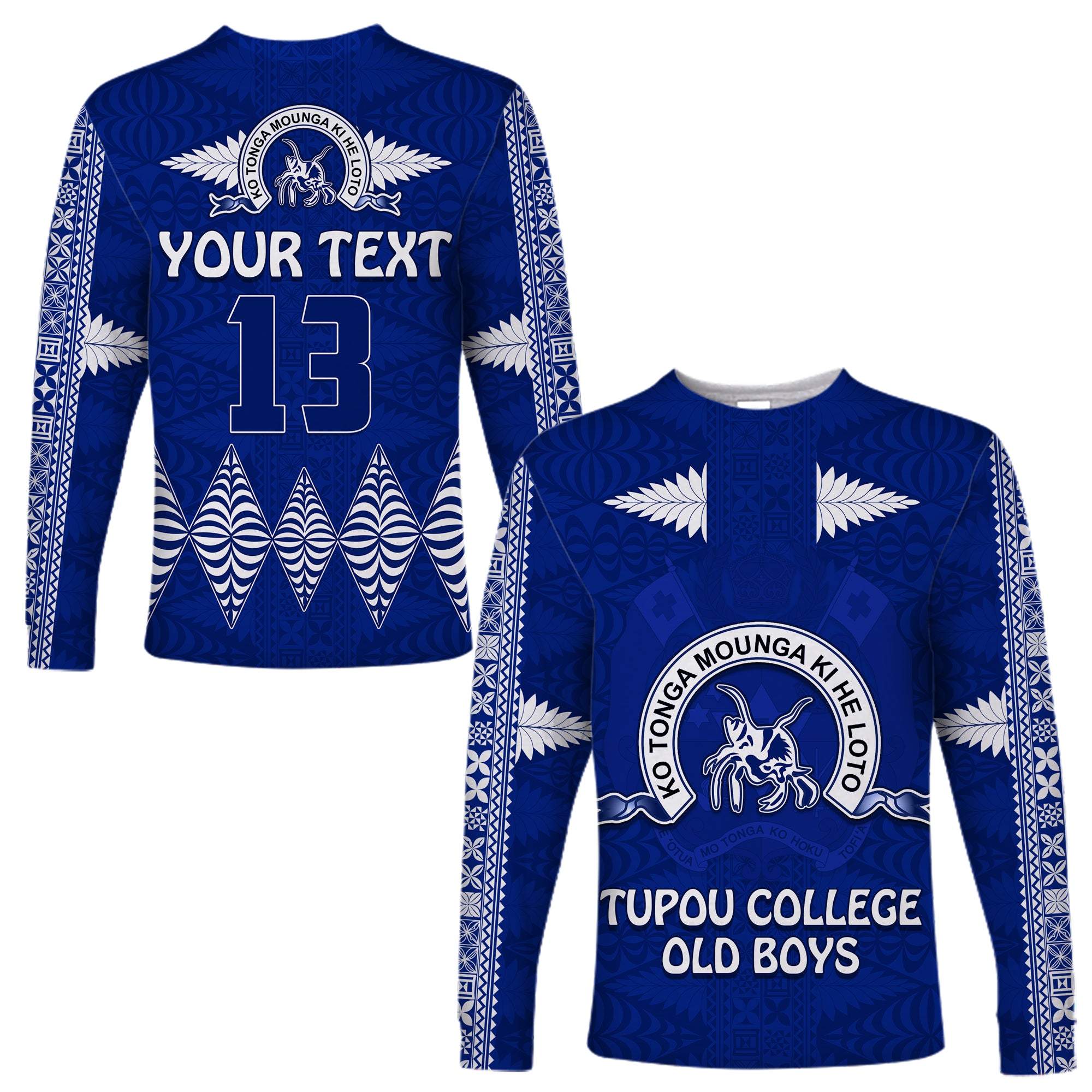 (Custom Personalised) Tupou College Long Sleeve Shirt Always Proud of Old Boys Toloa LT13 Unisex Blue - Polynesian Pride