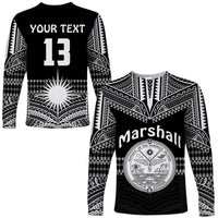 (Custom Text and Number) Marshall Islands Long Sleeve Shirt Best Tattoo Version Black LT13 Unisex Black - Polynesian Pride
