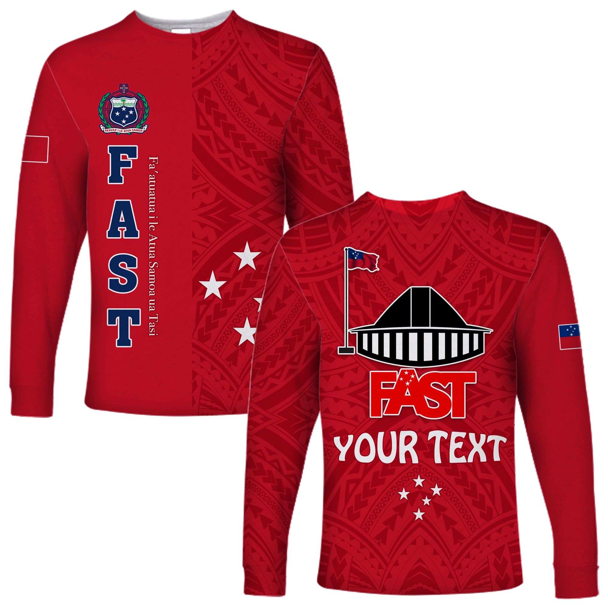 (Custom Personalised) F.A.S.T Samoa Long Sleeve Shirt We Ready Polynesian Samoan LT13 Unisex Red - Polynesian Pride