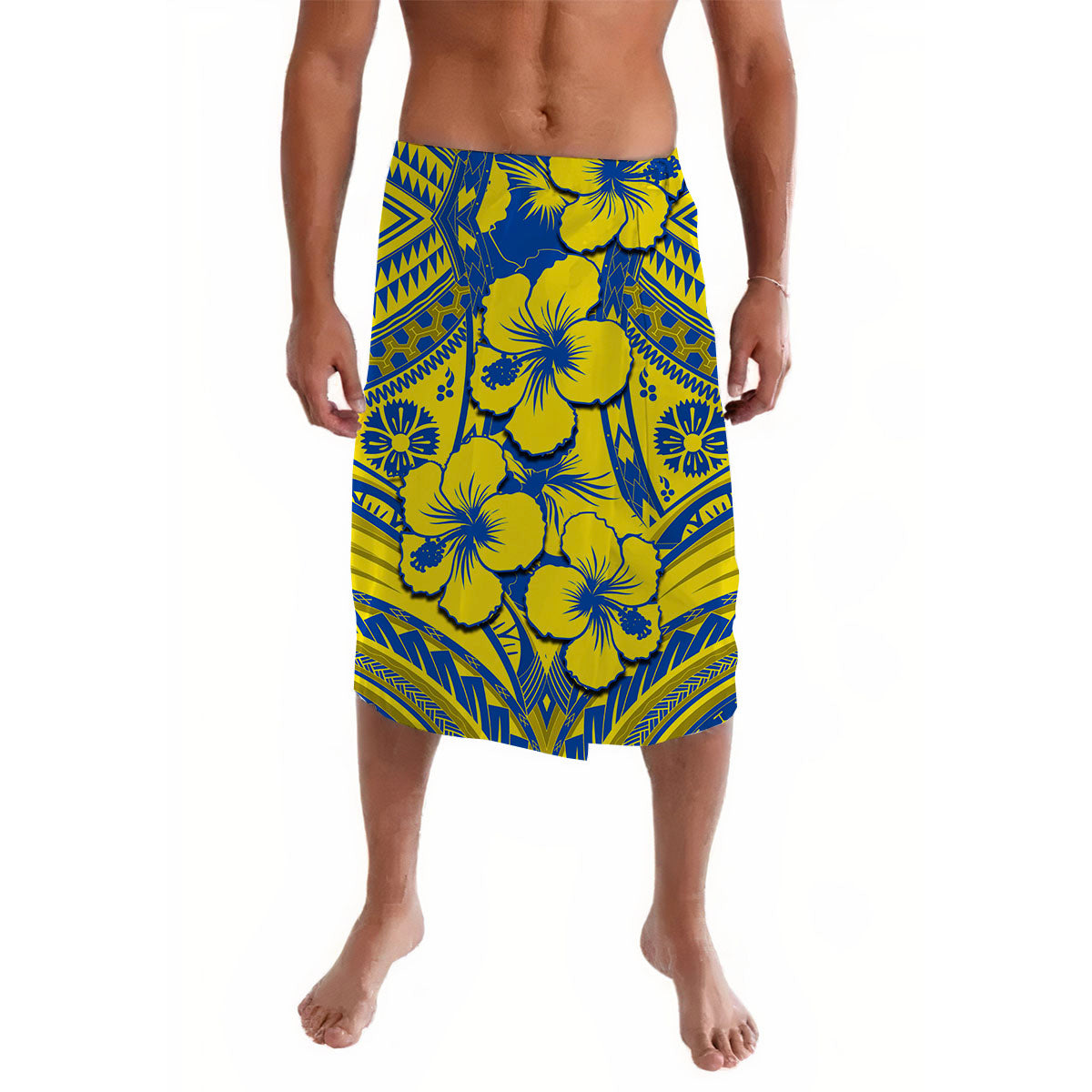 Hibiscus Lavalava Fiji Patterns Yellow LT6 Lavalava Yellow - Polynesian Pride