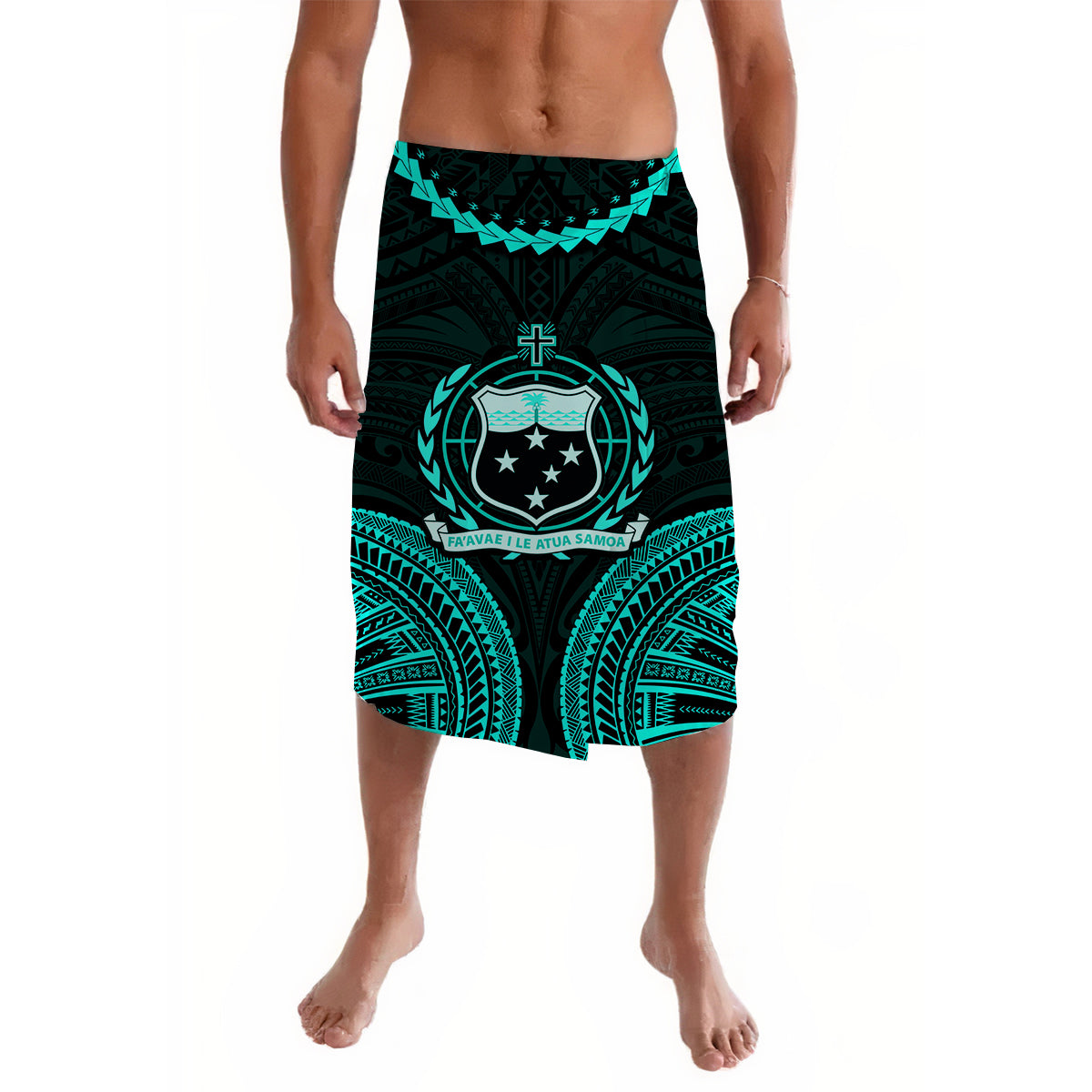 Samoa Ula Nifo Tribal Lavalava Green Style LT6 Lavalava Green - Polynesian Pride