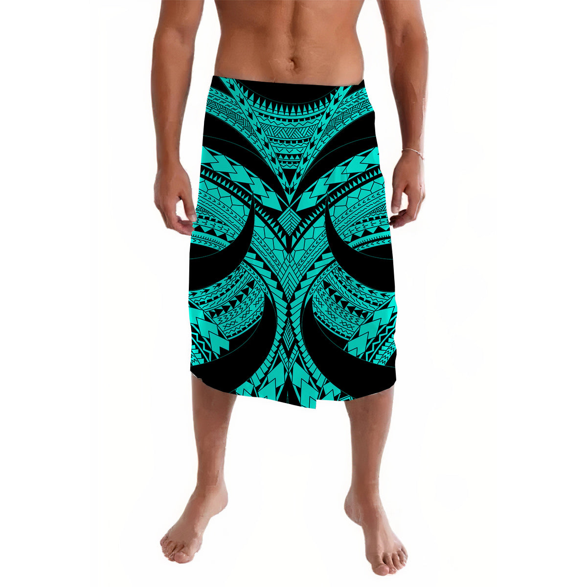 Polynesian Tribal Samoa Tattoo Green Lavalava LT6 Lavalava Black - Polynesian Pride LLC