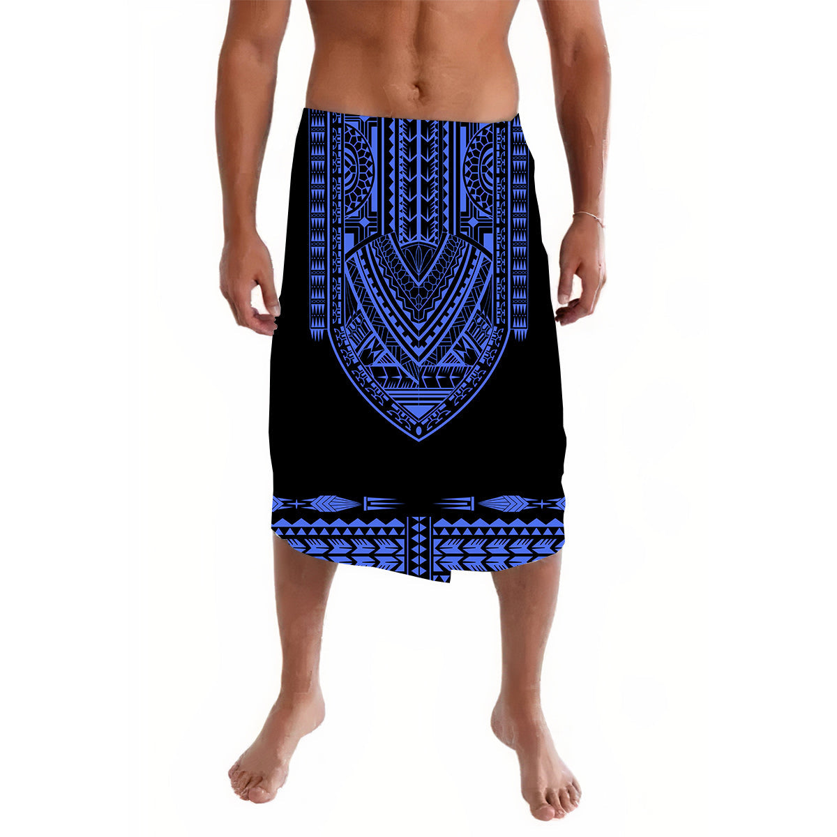 Polynesian Lavalava Dashiki With Polynesian Tattoo Royal Blue Version LT14 Blue - Polynesian Pride