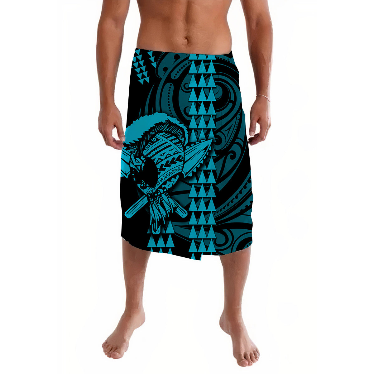 Hawaii Polynesian Warrior Kakau Lavalava Blue No.1 LT6 Blue - Polynesian Pride