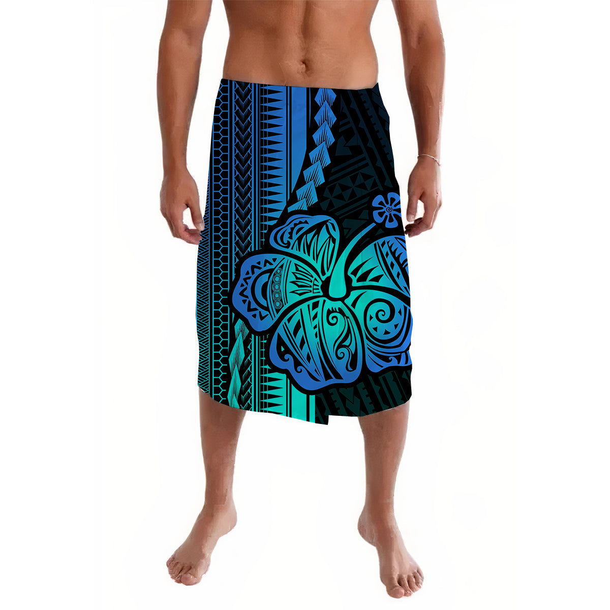 Polynesian Hibiscus Lavalava Style No.2 LT6 Lavalava Green - Polynesian Pride