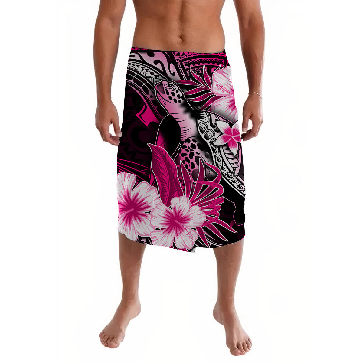 Polynesian Turtle With Hibiscus Lavalava Style No.6 LT6 Lavalava Art - Polynesian Pride