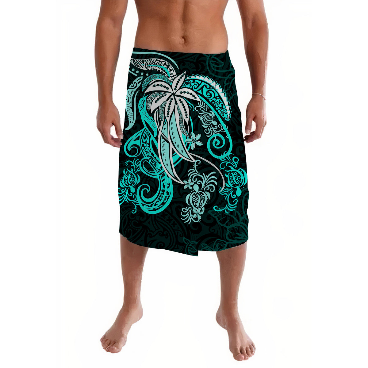 Polynesian Tribal Green Lavalava LT6 Lavalava Black - Polynesian Pride