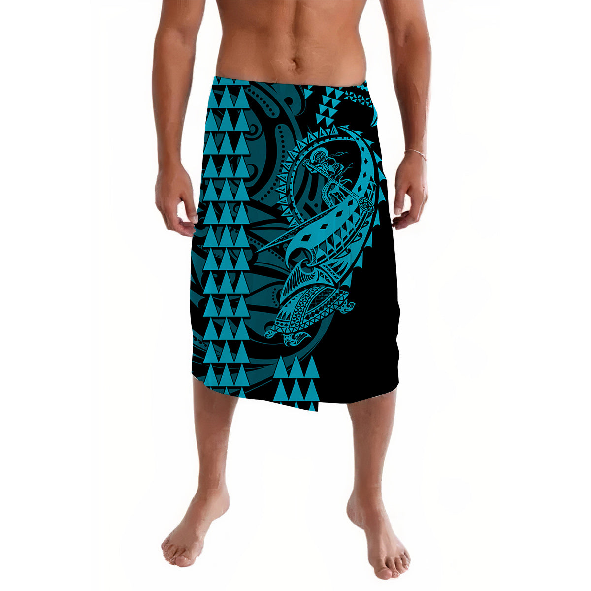 Hawaii Polynesian Warrior Kakau Lavalava Blue No.2 LT6 Blue - Polynesian Pride LLC