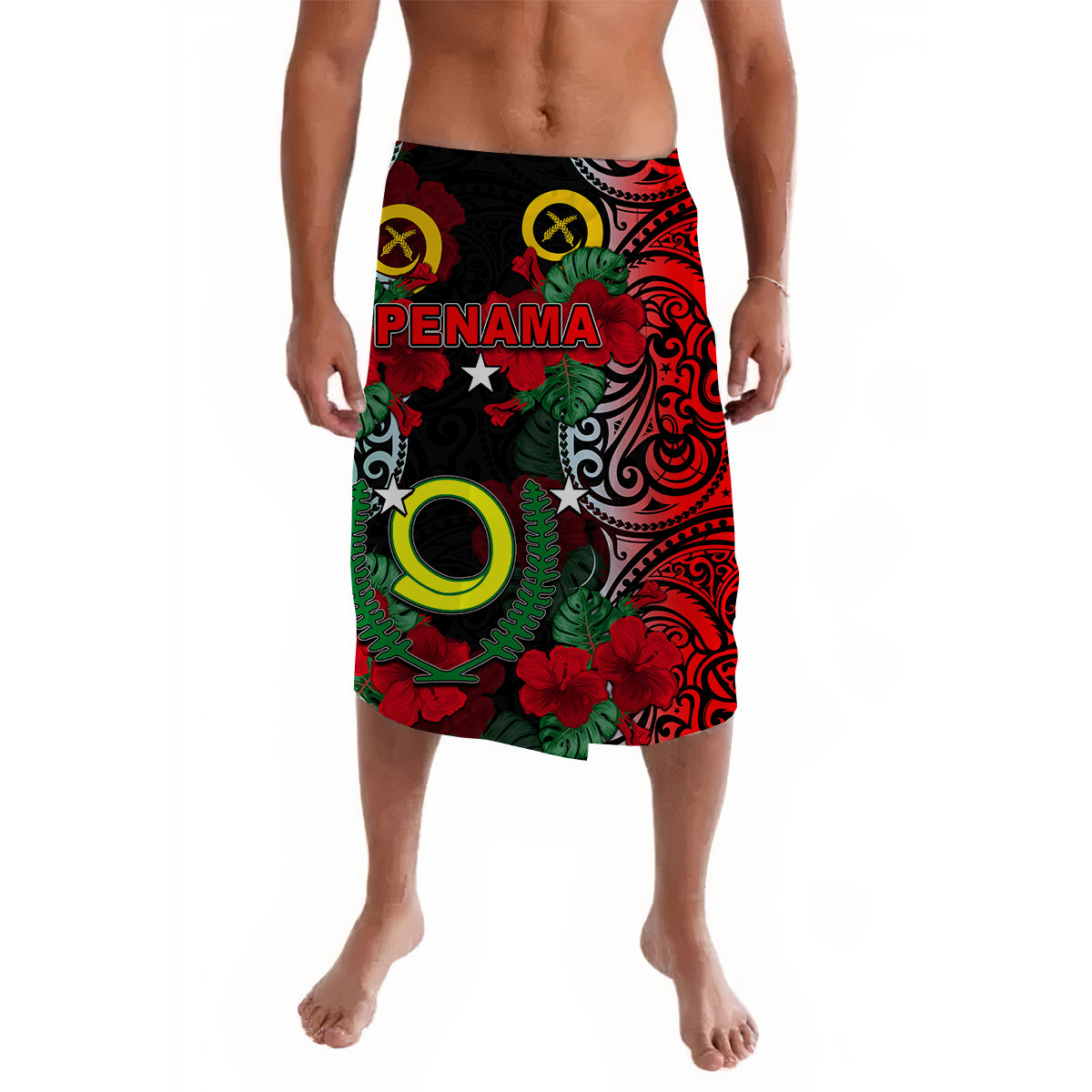 Vanuatu Penama And Hibiscus Lavalava LT6 Lavalava Black - Polynesian Pride