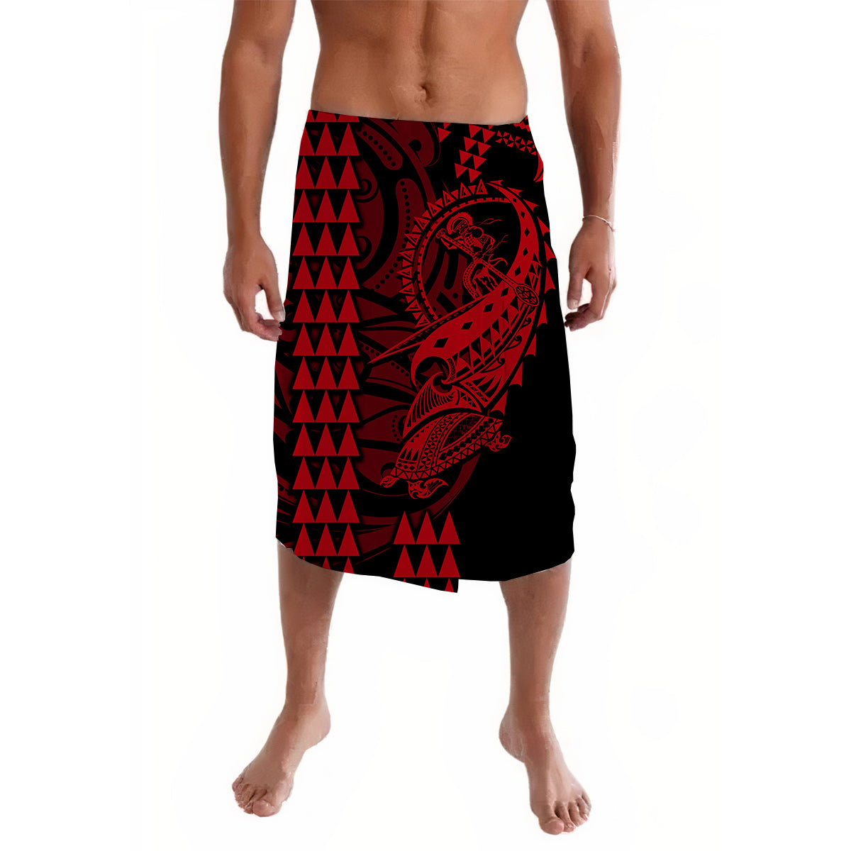 Hawaii Polynesian Warrior Kakau Lavalava Red No.2 LT6 Lavalava Red - Polynesian Pride