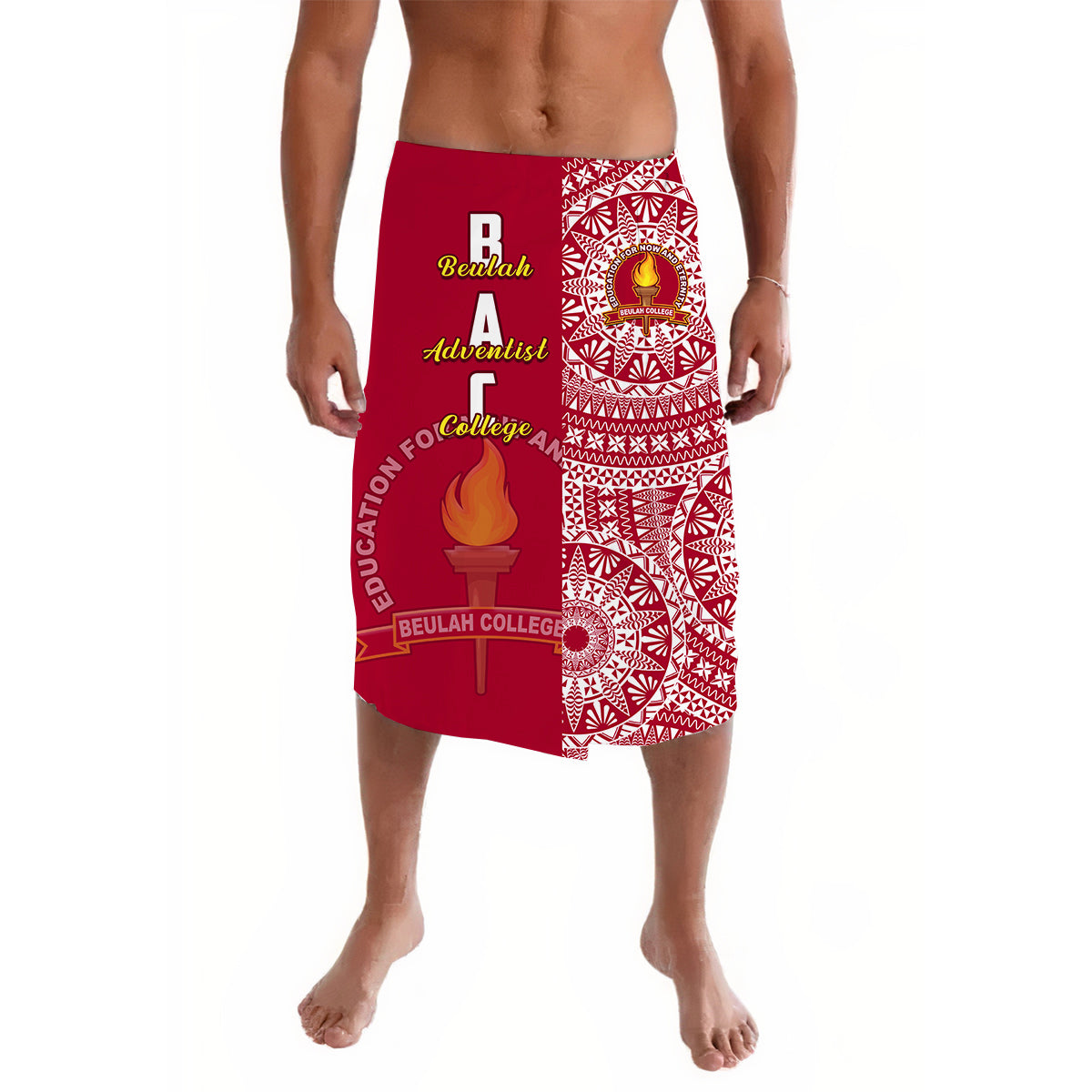 Beulah Tonga College Lavalava Tongan Ngatu Pattern LT14 Maroon - Polynesian Pride