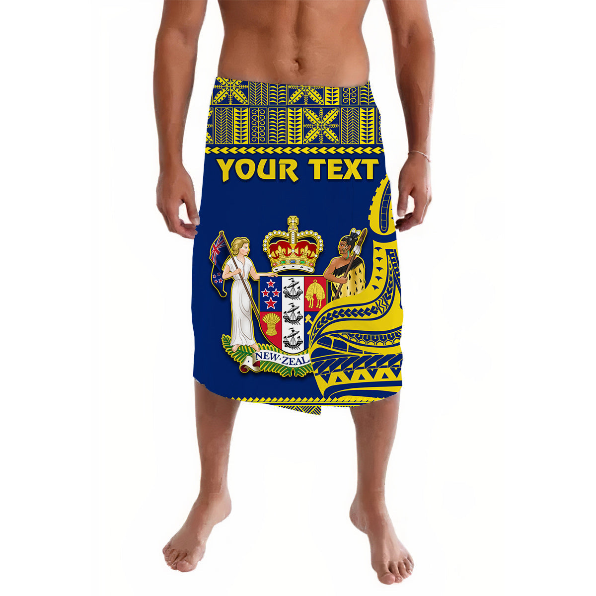 Custom Niue Lavalava Hiapo Mix Polynesian Happy Constitution Day LT14 Blue - Polynesian Pride