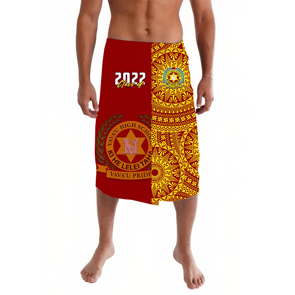 (Custom Your Class Year) Tonga Vavau High School Lavalava Class Of Year Tongan Ngatu Pattern LT14 Red - Polynesian Pride