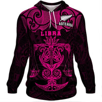Libra Zodiac Hoodie Maori Tattoo Unisex Pink - Polynesian Pride