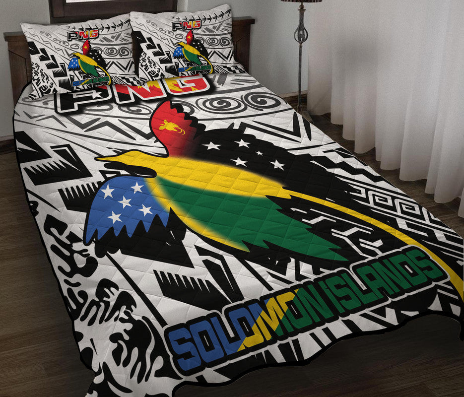 Papua New Guinea And Solomon Islands Quilt Bed Set LT6 white - Polynesian Pride