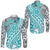 Traditional Polynesian Tribal Tattoo Retro Hawaii Long Sleeve Button Shirt Turquoise LT9 Unisex Turquoise - Polynesian Pride