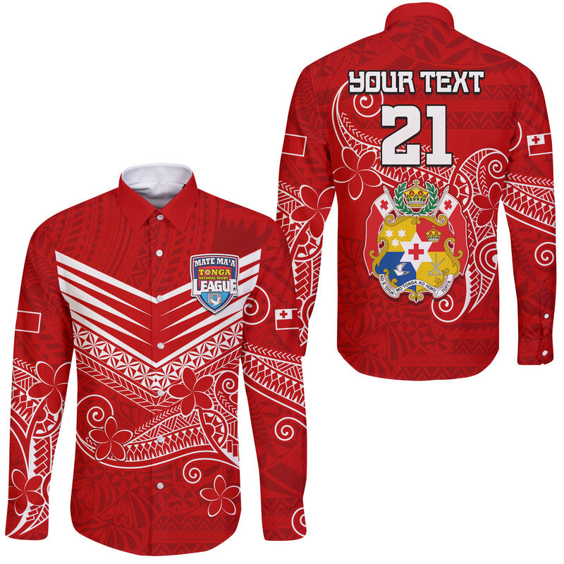 (Custom Personalised) Tonga Mate Ma'a Rugby Kupesi Hawaii Long Sleeve Button Shirt LT9 Unisex Red - Polynesian Pride