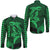 Hawaii Hawaii Long Sleeve Button Shirt Shark and Turtle Mix Kakau Green LT9 Unisex Green - Polynesian Pride