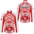 Tonga Rugby Sevens Hawaii Long Sleeve Button Shirt Coat of Arms Tribal Polynesian Pattern LT9 Unisex Red - Polynesian Pride