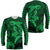 (Custom Personalised) Hawaii Long Sleeve Shirt Shark and Turtle Mix Kakau Green LT9 Unisex Green - Polynesian Pride