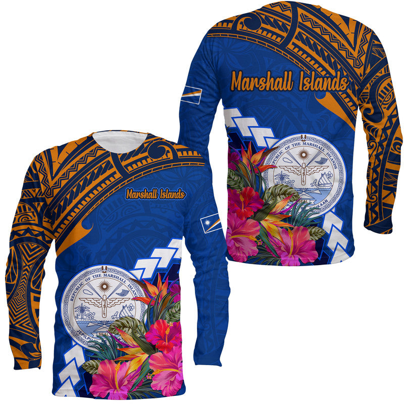 Marshall Islands Coat of Arms Long Sleeve Shirt Polynesian Tropical LT9 Unisex Blue - Polynesian Pride