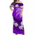 Fiji Day Off Shoulder Long Dress Flying Fijians Masi Kesa Style - Violet LT7 Women Violet - Polynesian Pride