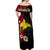 Papua New Guinea Independence Off Shoulder Long Dress PNG Kumuls - Tribal Crocodile LT7 - Polynesian Pride