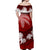 Fiji Day Off Shoulder Long Dress Flying Fijians Masi Kesa Style - Red LT7 - Polynesian Pride