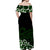 Maori Off Shoulder Long Dress Tino Moku Curves Special - Green LT7 - Polynesian Pride