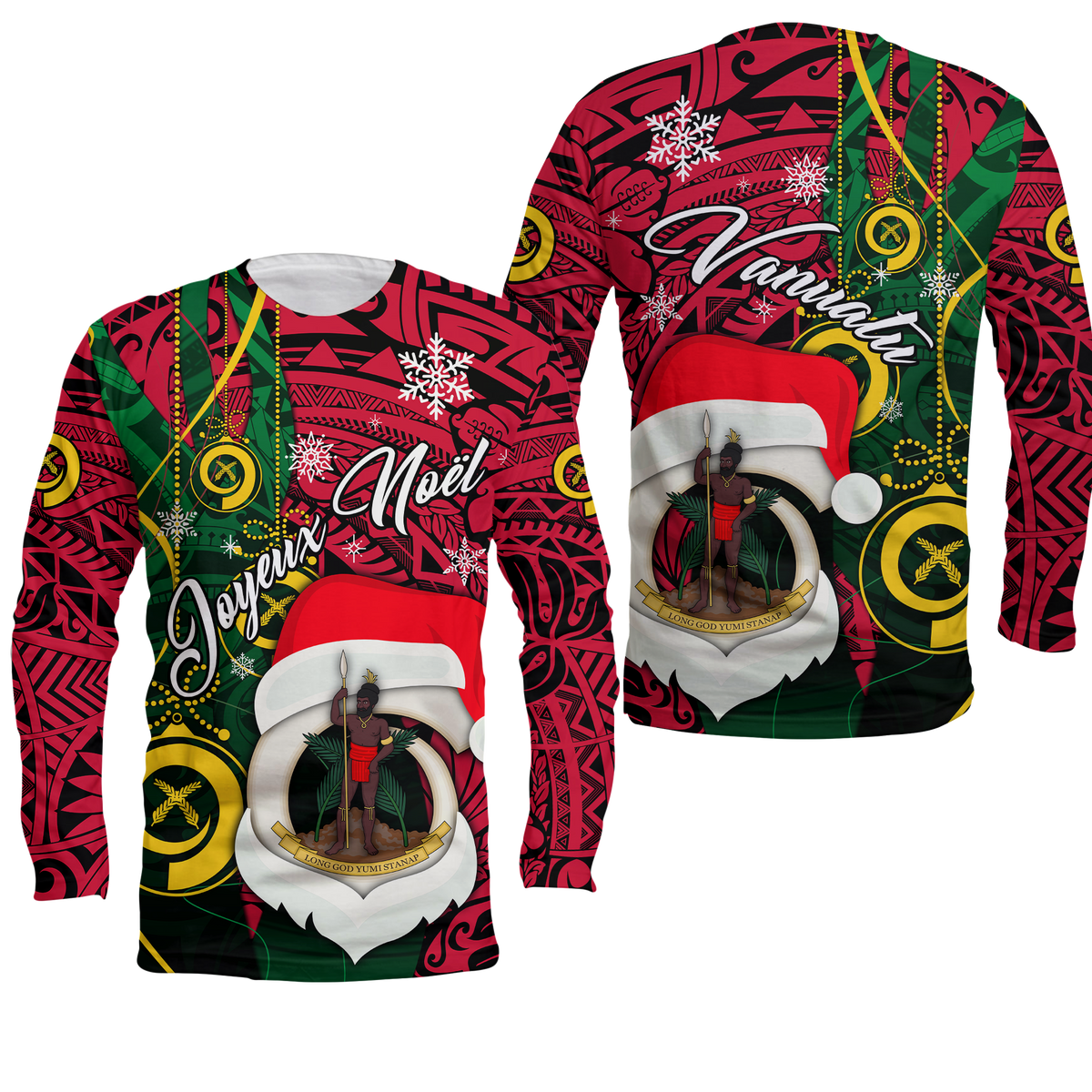 Vanuatu Christmas - Joyeux Nol Santas God Yumi Long Sleeve Shirt - LT2 Unisex PURPLE - Polynesian Pride