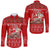 Tonga Christmas - Kilisimasi Fiefia Santas Polynesia Long Sleeve Button Shirt - LT2 Unisex RED - Polynesian Pride