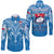 Samoa Rugby Toa Samoa Blue Style Sleeve Button Shirt - LT2 Unisex BLUE - Polynesian Pride