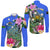 South Sea Islanders Kanakas Hibiscus Polynesia Long Sleeve Button Shirt - LT2 Unisex BLUE - Polynesian Pride