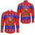 Samoa Christmas -Maunia Le Kilisimasi Santa Polynesia Tatoo Long Sleeve Button Shirt - LT2 Unisex RED - Polynesian Pride