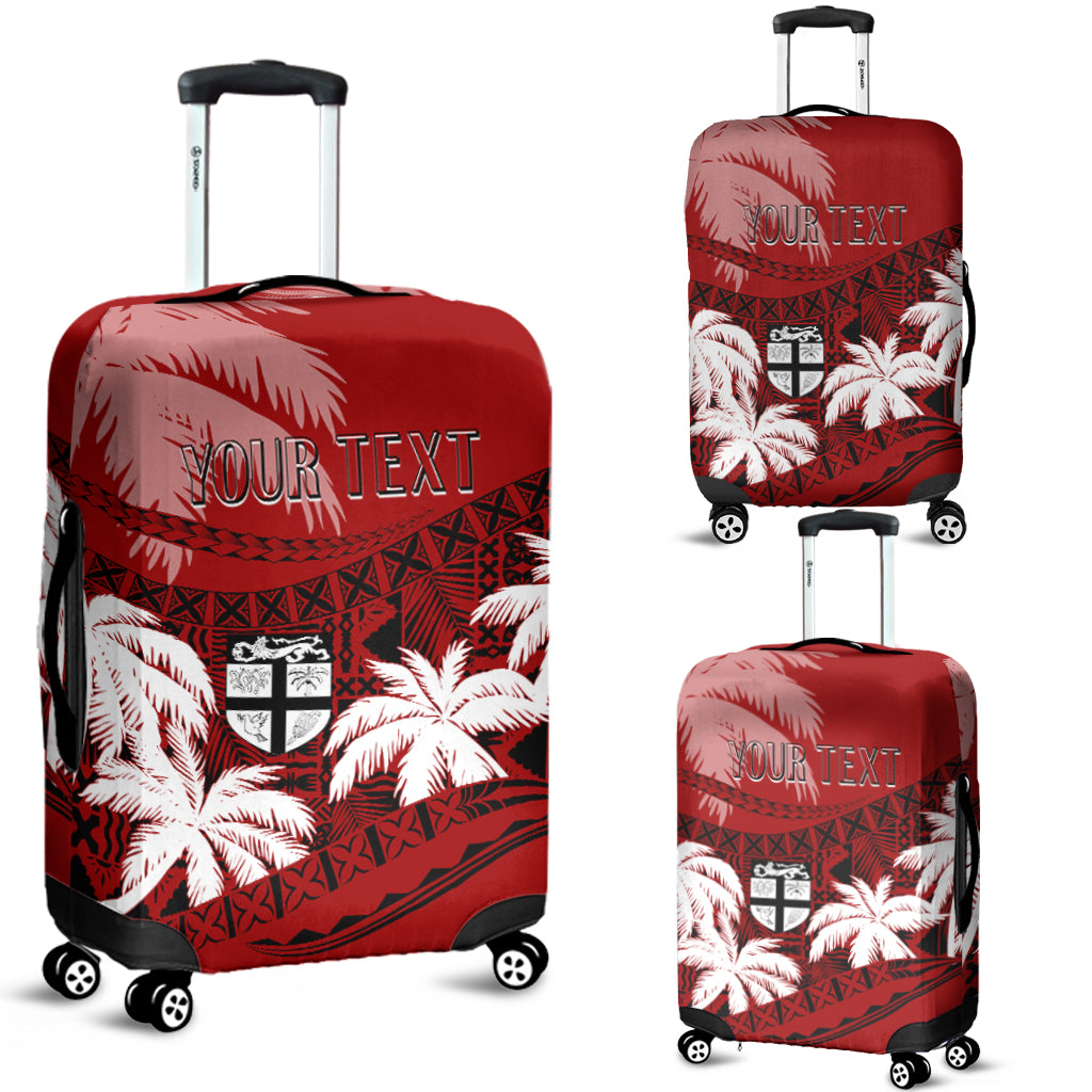 Personalised Fiji Day Luggage Cover Flying Fijians Masi Kesa Style - Red LT7 Red - Polynesian Pride