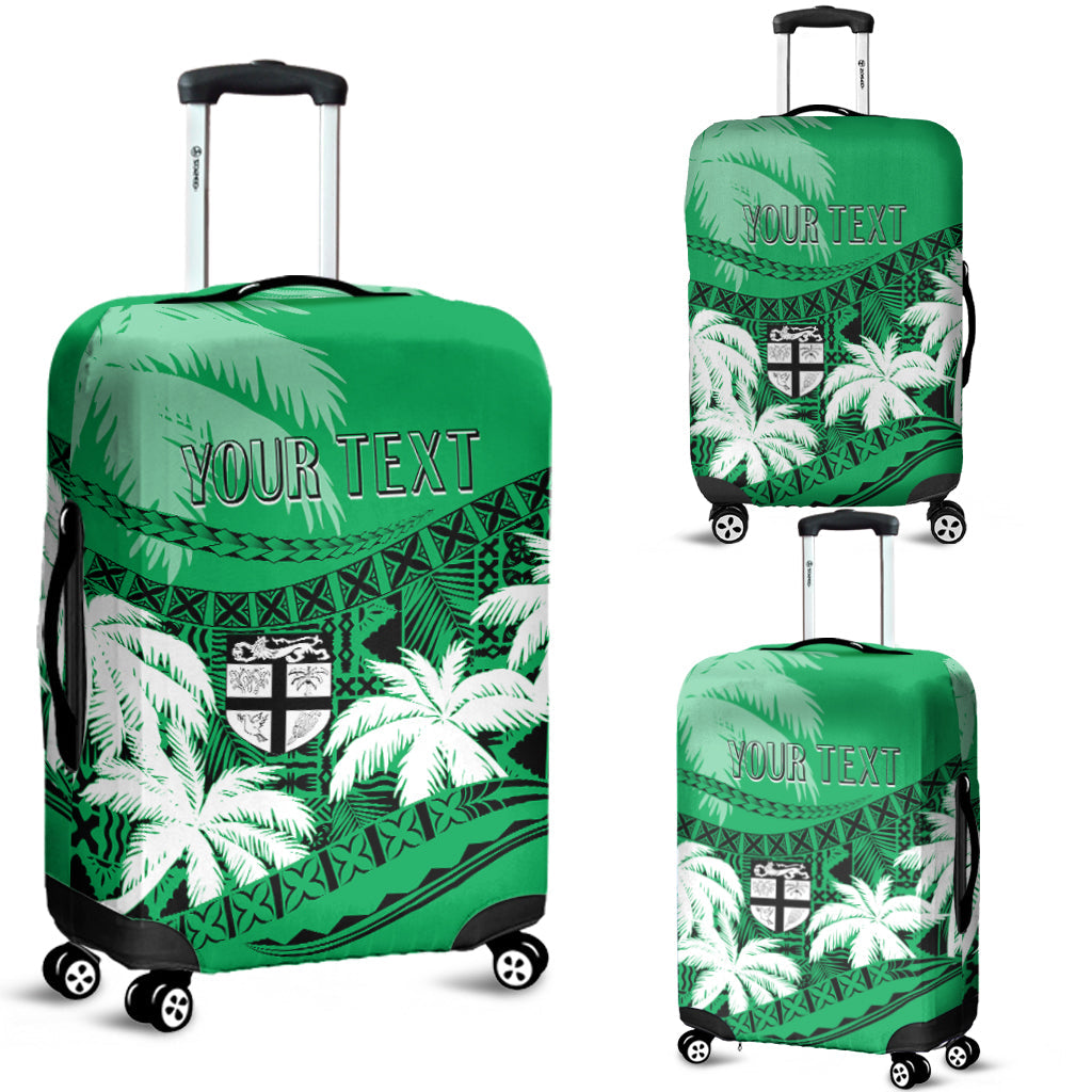 Personalised Fiji Day Luggage Cover Flying Fijians Masi Kesa Style - Green LT7 Green - Polynesian Pride